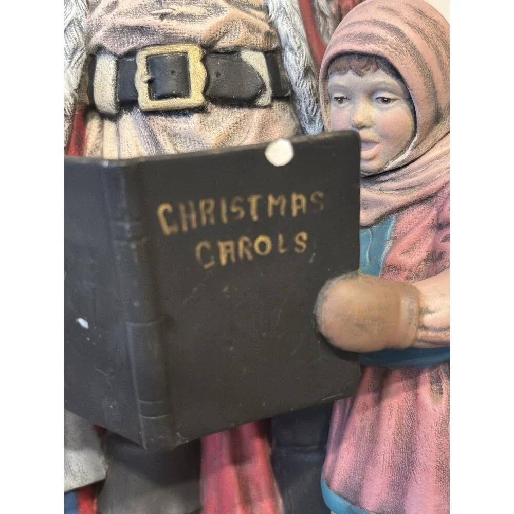 Vintage Ceramic Piece Santa Claus with Two Children Reading Book  Christmas